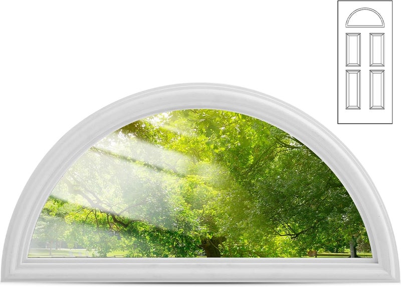 Pushglossy 1 Pcs 22" x 10" Entry Door Glass Insert Half Round Top Exterior Door Window Inserts Replacement Kit with Low-e Clear Glass for Home Improvement (1 Lite Round Top,White) - Image 1